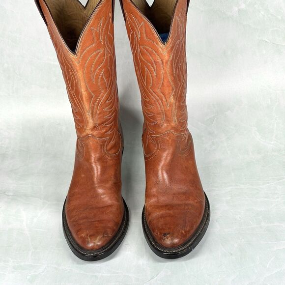 Justin Western Cowboy Boots - Men's Size 8 D BROWN Style 2610 Leather - Picture 3 of 16